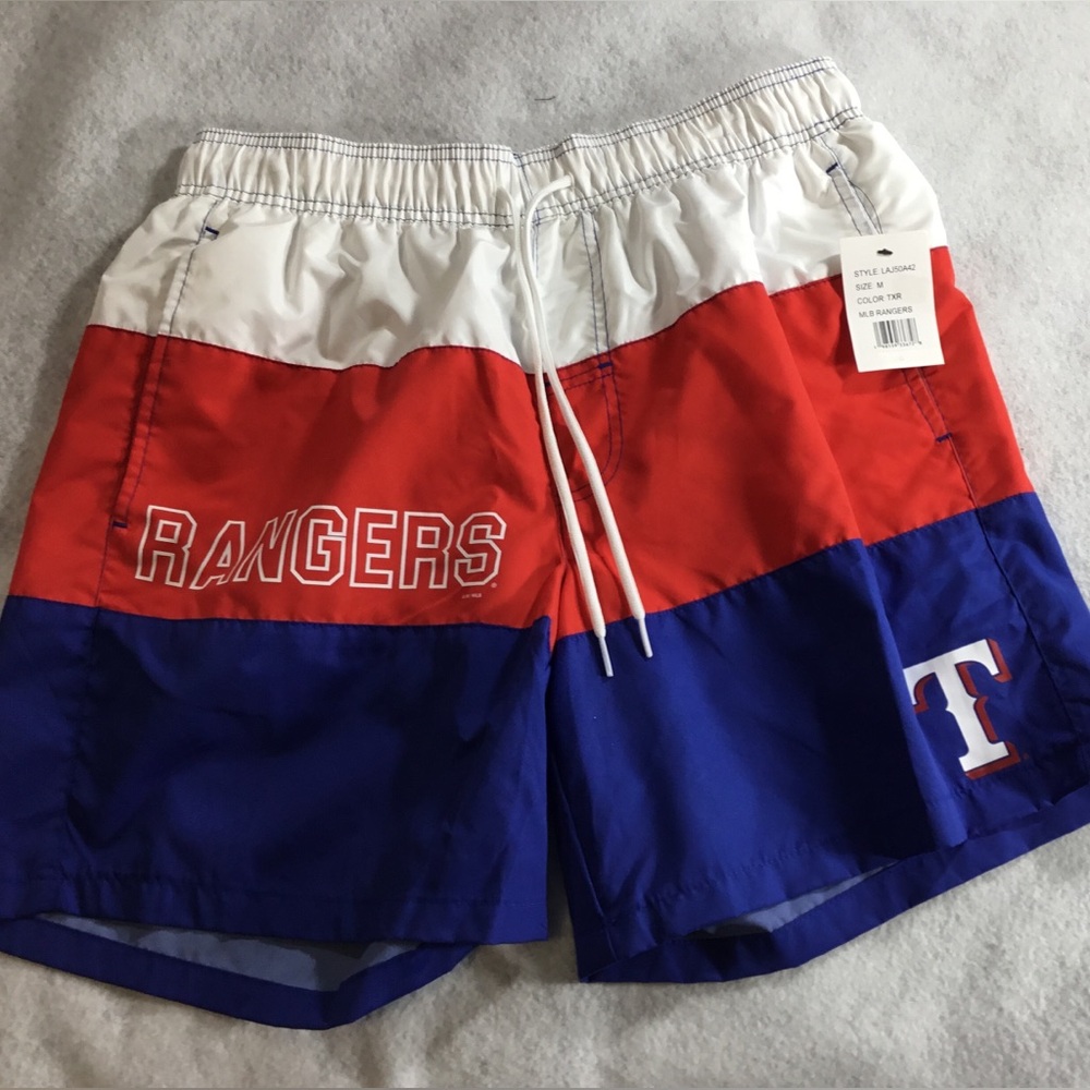 MLB Texas Rangers Men’s Red and Blue Swim Board Shorts sz M #366